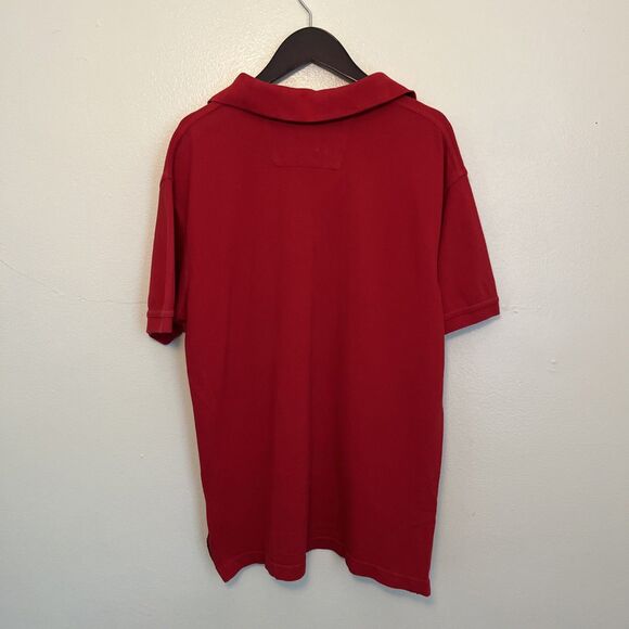 Bristol & Bull Contrast Silk Paisley Collared Pique Cotton Polo Shirt, Red- Med. - Picture 9 of 10